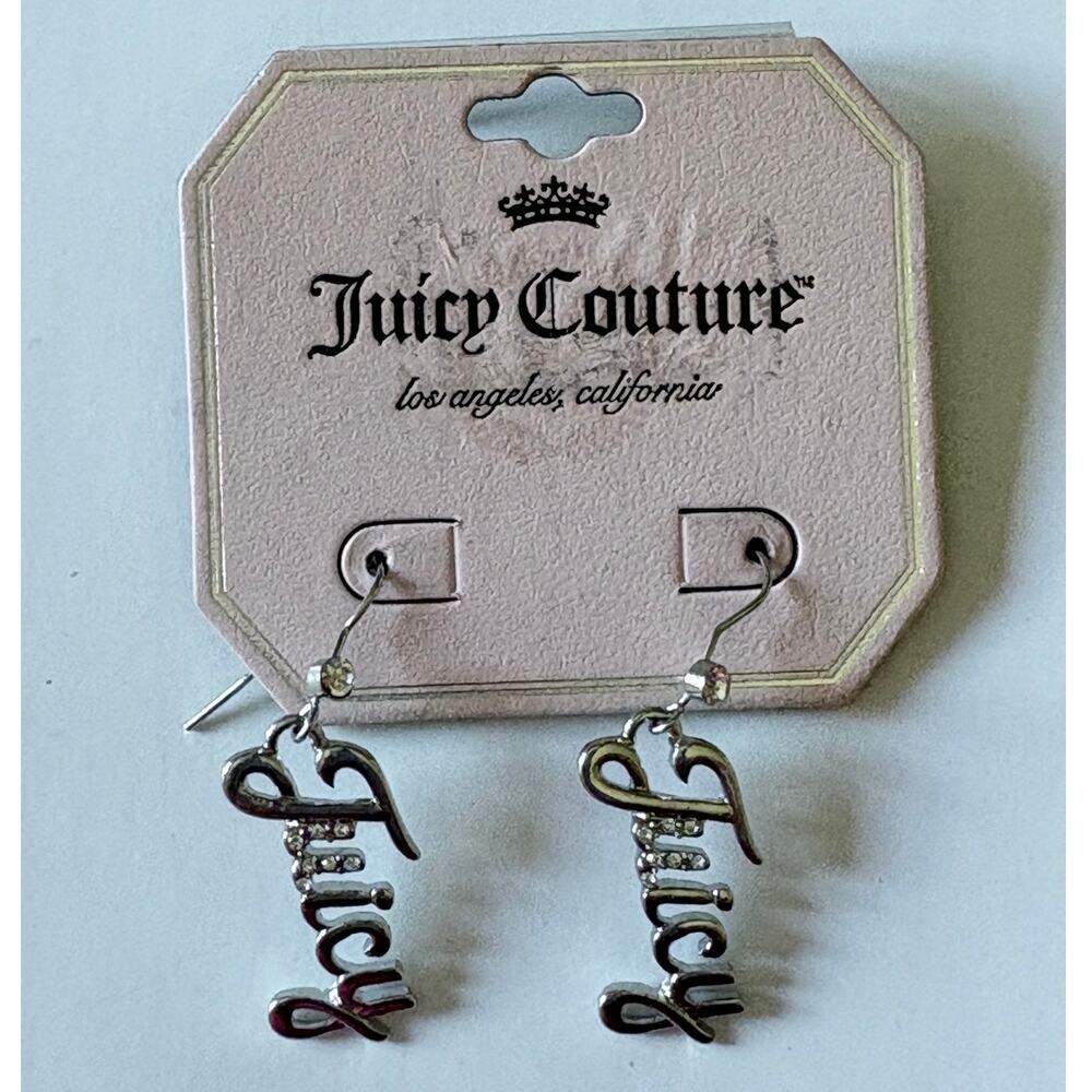 Juicy Couture “Juicy” script silver-tone earrings